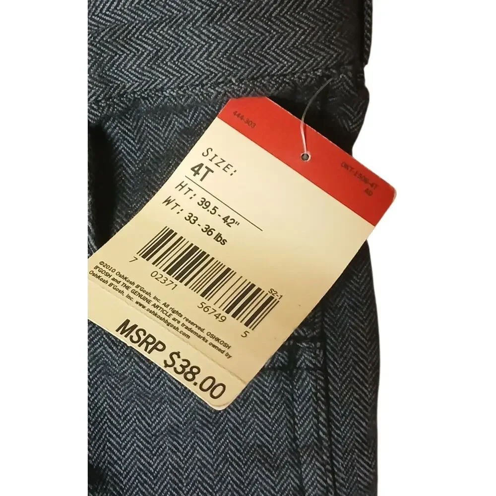 Oshkosh Boys Pants 4T Toddler E-Z Adjust Waist Cargo Dark Blue 100% Cotton NWT‎